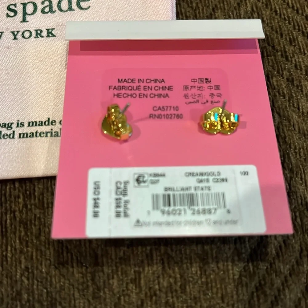 kate spade Brilliant Statement Pear-cut Pearl Stud Earrings/ NWT